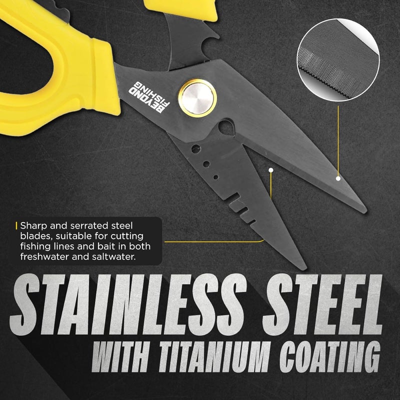 Beyond Braid Beyond Fishing OmniPro Shears – 6.5” Multi-Function Fishing Scissors with Titanium-Coated Blades – Cuts Braided Line, Monofilament, Fluorocarbon & Steel Wire – Fishing Tool with Sheath - Image 5